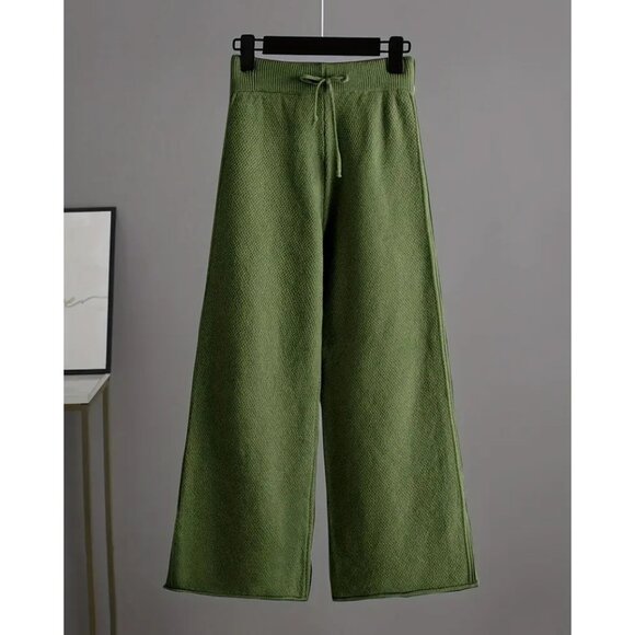 Casual Knitted Two-Piece Set | Loose Sweater & Wide Leg Pants - Picture 2 of 2